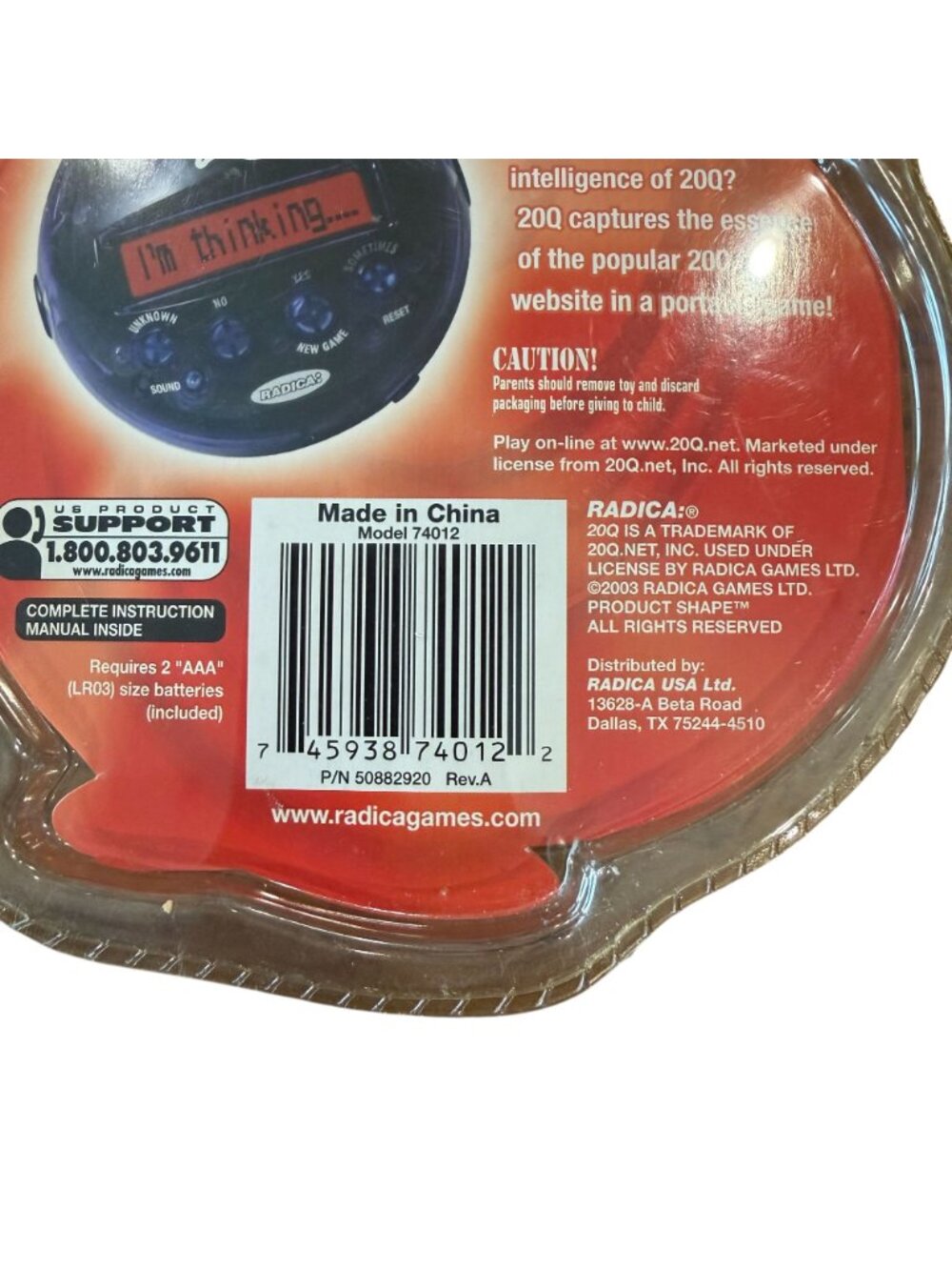 20Q Electronic Game NEW VTG Trivia Radica Red Twenty Questions 74012 Deadstock - Picture 4 of 4